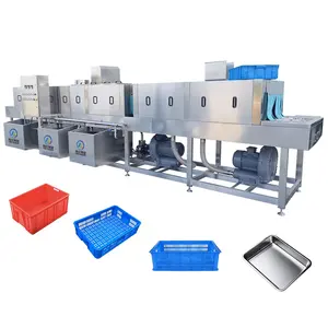 Seafood Processing Machine Turnover Crate Washer with Air Drying for Fish Food Plants Fruit for Cleaning and Sanitizing