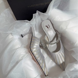 Chaussures d'été bohèmes style féerique pour femmes, à talons aiguilles, talons hauts, ornées de cristaux, à bout pointu, talon fin, style romain, pour la plage, directement de l'usine - Product Image 3