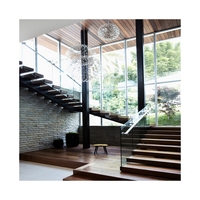 Escalier intérieur de villa et appartement de luxe, système à poutre simple, préfabriqué en bois massif, durable, design traditionnel, garantie 5 ans