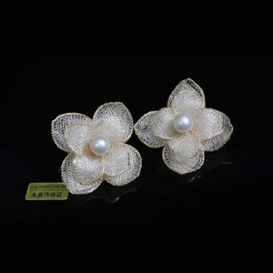Handmade 14K Gold Filled Lace Flower Pearl <b>Earrings</b>, Italian Craft Natural High Luster Edison Pearl <b>Fine</b> Jewelry for Wedding - Product Image 2