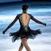Robe de patinage artistique noire à col montant, manches longues en résille, strass, costume de compétition personnalisé pour enfants, adolescents et adultes, OEM