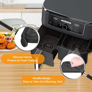 Plaque de <span class=keywords><strong>cuisson</strong></span> de remplacement pour friteuse à air double zone NJ <span class=keywords><strong>Foodi</strong></span> DZ401 DZ550 10QT, antiadhésive avec pieds en caoutchouc, accessoires - Product Image 5