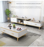 Vente en gros de meubles de salon à prix réduit, table basse et carré minimaliste en bois doré de luxe pour émissions de télévision