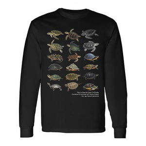 Types de tortues, espèces marines et d'eau douce, t-shirt éducatif à manches longues - Product Image 2
