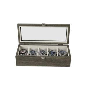 Caja de Madera Gris de Lujo Rectangular Ecológica Hecha a Mano de Alta Calidad para Almacenamiento de 5 Relojes, Organizador de Relojes, Exhibidor para Coleccionistas - Product Image 1