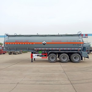 Semi-remorque de livraison de produits chimiques liquides 30CBM à 3 essieux, en acier inoxydable avec revêtement PE, pour le transport de produits corrosifs (soda et acide) - Product Image 2