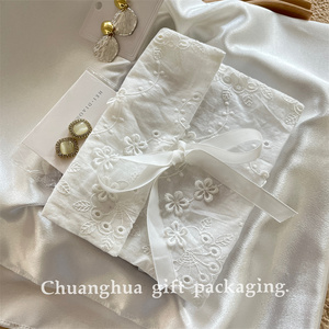 Sacchetti in Cotone Bianco con Pizzo, <span class=keywords><strong>Buste</strong></span> <span class=keywords><strong>Regalo</strong></span> per Caramelle, Bomboniere per Feste e Matrimoni, Eleganti Sacchetti di Lusso con Ricamo Floreale - Product Image 3