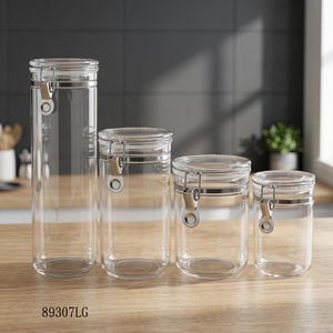 Airtight BPA Free Freshness Preservation Classic Clamp Lid Food Storage Container Acrylic <b>Canister</b> <b>Set</b> Round EL Kitchen Camping - Product Image 2