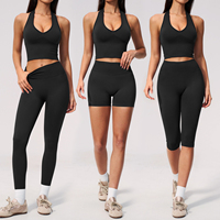 Conjunto Deportivo de 2 Piezas para Mujer, Top Halter con Tirantes, Leggings de Cintura Alta, Ropa de Yoga y Fitness, Elástica en 4 Direcciones
