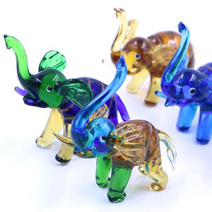 Escultura Decorativa de Elefante Azul Grande de Cristal de Alta Calidad, Colección Multicolor Personalizada - Product Image 1