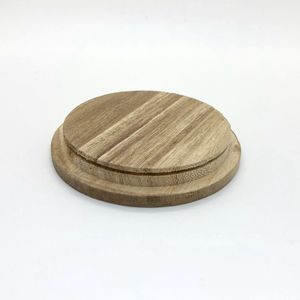 Vela de madera de fresno de estilo antiguo redonda personalizada tapa de madera con junta de corredor para tarros vela de cristal taza mate en blanco - Product Image 4