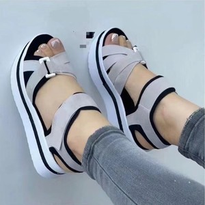 Women European and American Style Wedge Sandals Summer New Thick-Soled Platform Color-<b>Block</b> Beach Sandals Wholesale - Product Image 4