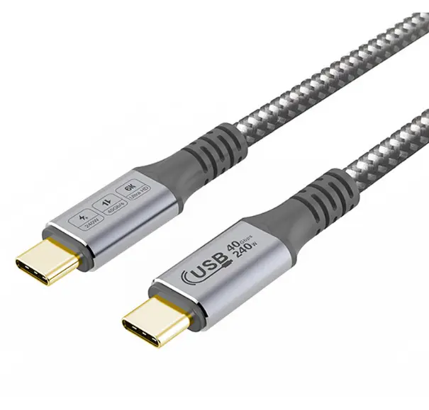 Кабель для передачи данных USB4 типа C Thunderbolt 3, 240 Вт, 5 А/48 В, кабель для быстрой зарядки с Type C на USB C, 5K, 60 Гц, 40 Гбит/с, кабель для Macbook 0,5/1,2 м