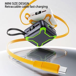 New Design High Capacity 10000Mah Mini Power Bank PD22.5W Fast Charging Retractable Cable Built-In USB Output PVC for Travel - Product Image 2