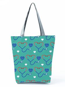 Sacs à main pour femmes, motif dentiste et infirmière de dessin animé, portables, écologiques, polyvalents, sacs fourre-tout décontractés pour femmes, mode, sacs à main réutilisables écologiques pour femmes - Product Image 3