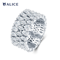 Cincin Batu Permata Perak Sterling S925 Mewah Berkualitas Tinggi, Cincin Moissanite Potongan Pear Lebar, Cincin Pertunangan atau Cincin Pernikahan, Hadiah Pernikahan GRA