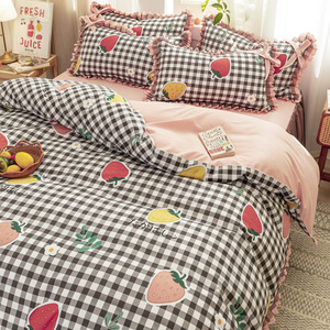 Bộ đồ giường 4 món phong cách công chúa Hàn Quốc đặt vỏ gối & vỏ chăn bằng len mặt đất Cashmere - Product Image 3