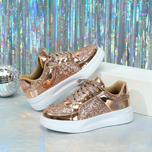 Chaussures décontractées pour femmes les plus vendues, grandes tailles, semelle épaisse, chaussures de marche tendance, chaussures or et argent, semelle épaisse - Product Image 1