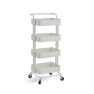 Chariot de <span class=keywords><strong>cuisine</strong></span> en métal à 4 niveaux, robuste et <span class=keywords><strong>moderne</strong></span>, avec roulettes, organisateur utilitaire, étagères de rangement mobiles - Product Image 2