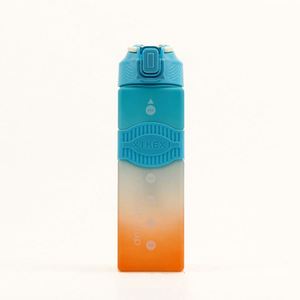 Botella de agua deportiva de plástico PC cuadrada de 1000 ml (32 oz) con marcador de tiempo, pajita y diseño degradado de color, ideal para fitness y gimnasio. - Product Image 2