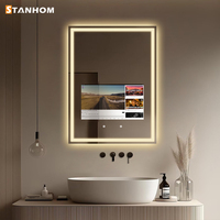 Miroir intelligent à écran tactile STANHOM CE FCC RoHS, système d'exploitation Android, WiFi, LED dimmable, miroir de salle de bain