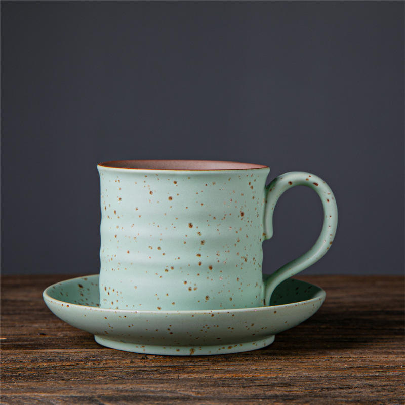 Tasse + soucoupe café-rose vert