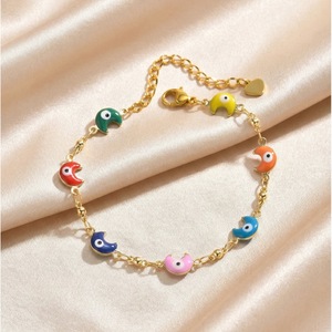Nueva Pulsera de Tobillo de Acero Inoxidable con Esmalte, Diseño <span class=keywords><strong>Pac</strong></span>-<span class=keywords><strong>Man</strong></span>, Ajustable, Impermeable e Hipoalergénica para Mujer - Product Image 5