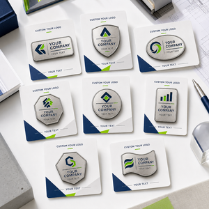 Juego de Insignias Personalizadas con Logotipo Corporativo en Metal Cepillado en Múltiples Formas para Reconocimiento a los Empleados - Product Image 3