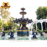 Vente en gros de décoration de jardin extérieur en cuivre coulé bronze dansant femme jouant des statues fontaine d'eau sculpture en bronze