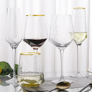 Óculos de vidro martelado, óculos para vinho martelado, em forma de diamante, dourado/prateado, 2020 - Product Image 1