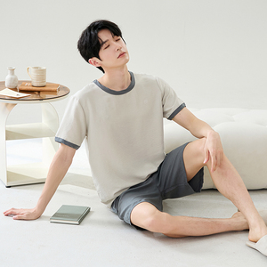 <span class=keywords><strong>Pigiama</strong></span> da <span class=keywords><strong>uomo</strong></span> LONGD casual alla moda a maniche corte con stampa, set <span class=keywords><strong>pigiama</strong></span> quattro stagioni in 100% poliestere lavorato a maglia - Product Image 1