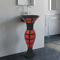 Lavabo sur pied moderne rouge, design écologique, résistant à l'eau, en forme de dauphin, pour hôpital et chambre à coucher
