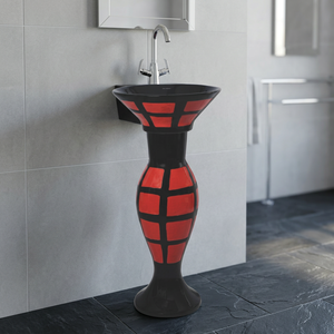 Lavabo de Pedestal Rojo de Diseño Moderno, Ecológico, Resistente al Agua, con Forma de Delfín, para Uso en Hospitales y Dormitorios - Product Image 3