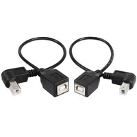 Cable de Impresora USB 2.0 Tipo B, Paquete de 2, USB 2.0 B Hembra a Tipo B Macho (90 Grados Arriba + Abajo, Ángulo Recto) Extensión Corta para Impresora