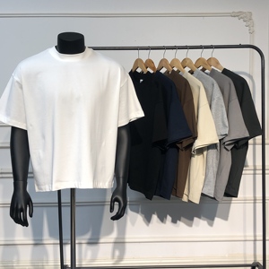 T-shirt Boxy Personalizzata di Alta Qualità 100% Cotone Oversize Semplice Streetwear da Uomo, T-shirt Boxy Cropped, Abbigliamento all'Ingrosso - Product Image 1