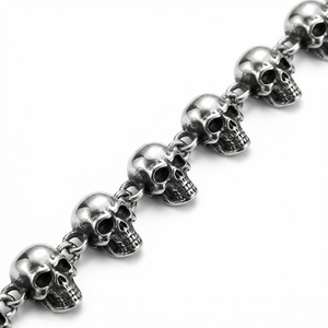 Conjunto de pulsera y collar con diseño de calavera, acero inoxidable, unisex, joyería gótica, conjuntos de joyería de moda para fiestas - Product Image 3