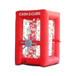 Máquina inflável para pegar dinheiro, cabine de cubo de dinheiro para promoção de eventos de publicidade comercial