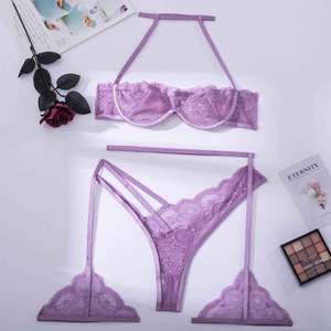 Completo <span class=keywords><strong>Intimo</strong></span> Erotico Viola con Ferretto e Reggicalze, Modellante e Aderente, Abbigliamento <span class=keywords><strong>Intimo</strong></span> Sexy - Product Image 5