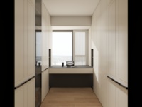 Armario de Lujo con Tocador Integrado, Armario Modular Personalizado, Mueble de Madera Moderno para Dormitorio