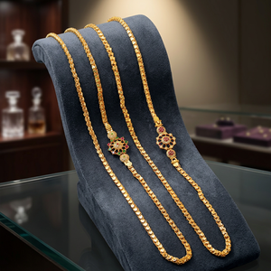 Cadenas de Moda al por Mayor de Latón con Baño de Oro de 14K, 18K, 24K y Piedras de Circonita Cúbica, Collares Tradicionales de Joyería Chapada en Oro de 24K con Piedras de Circonita Cúbica - Product Image 5
