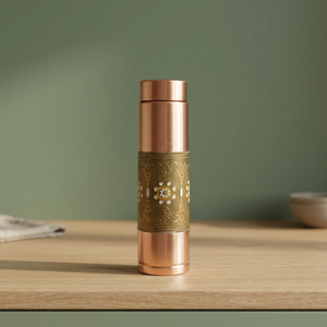 Premium <b>Brushed</b> Pure Copper Water <b>Bottle</b> Modern Design Band 100% Leak-Proof Eco-Friendly Home Health Drinkware Sports Flask - Product Image 2