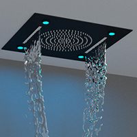 Ensemble de robinets thermostatiques de 20 pouces pour plafond avec brume de pluie et cascade, système de douche thermostatique de luxe avec jets de corps