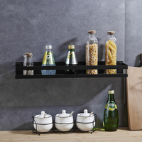 Étagère de douche murale en acier inoxydable noir HF pour cuisine et salle de bain, organiseur de rangement moderne