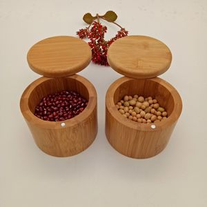 Klassische hölzerne Küche Aufbewahrung sbox <span class=keywords><strong>Set</strong></span> Bambus Salz Pfeffer Gewürz dosen Nachhaltiges klassisches Design für Gewürze - Product Image 1