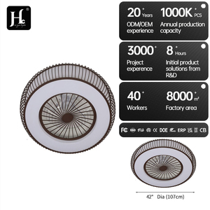 Ventilateur de plafond moderne à cage encastré, style ferme, en rotin, vintage, avec lumière pour chambre à coucher - Product Image 5