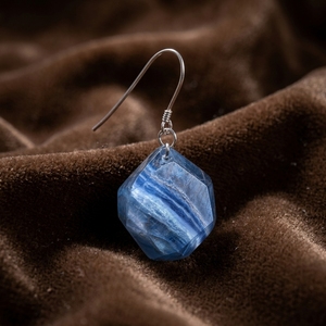 Lot en gros de boucles d'oreilles pendantes hexagonales facettées personnalisées en argent avec cristal d'aquamarine naturel, bijoux hypoallergéniques pour femmes - Product Image 2