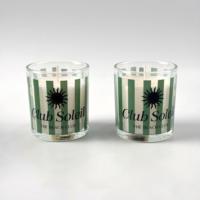 Bougie parfumée artisanale esthétique en verre rayé de luxe moderne pour la décoration de la maison, Diwali, Pâques, Ramadan