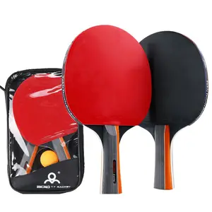 卓球ラケット2PCSプロフェッショナルPingPongラケットセットピンプルインラバー高品質ブレードバットパドルバッグ付き