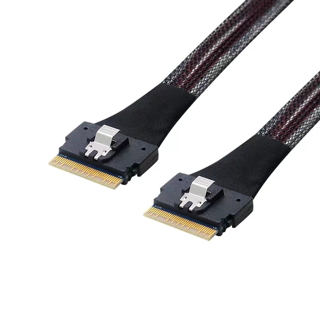 Top Quality Wholesale Factory Price Slim SAS 8654 8i to SFF-8654 8i 24G 74P Server Chassis Internal SAS4.0 Cable