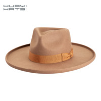 Chapeau Fedora en feutre de laine australienne 100% Huayi, à large bord, à bord crayon, grands chapeaux pour les fêtes, la pêche, les occasions professionnelles décontractées et l'extérieur